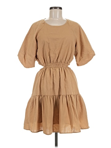 Madewell Seersucker Puff-Sleeve Cutout Mini Dress (view 1)