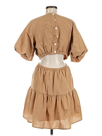 Madewell Seersucker Puff-Sleeve Cutout Mini Dress (view 2)