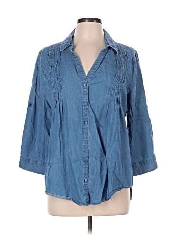Gloria Vanderbilt 3/4 Sleeve Button-Down Shirt (view 1)