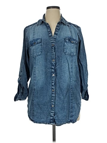 Ashley Stewart 3/4 Sleeve Button-Down Shirt (view 1)