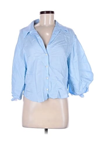 Zara 3/4 Sleeve Button-Down Shirt (view 1)