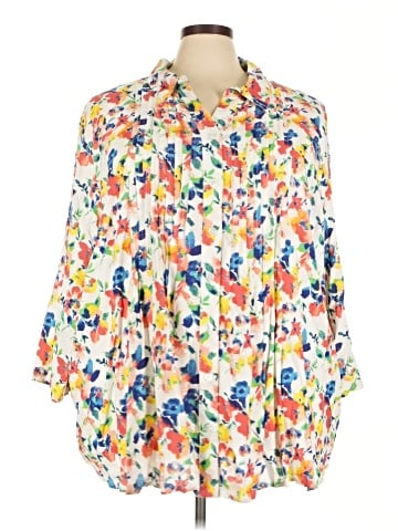 Woman Within 3/4 Sleeve Button-Down Shirt (view 1)