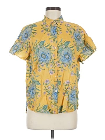 Madewell Ruffle-Sleeve Button-Down Shirt in Painted Blooms (view 1)