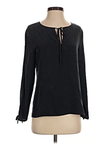 Ecru Long Sleeve Silk Top (view 1)