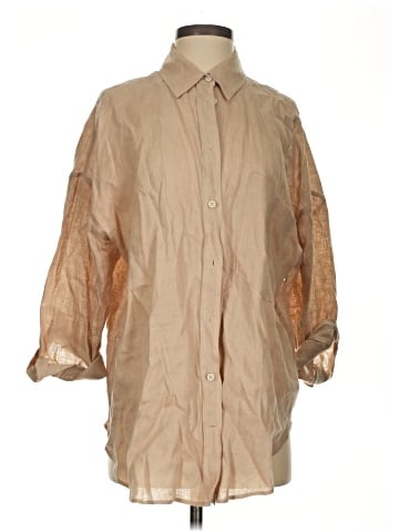 Zara 3/4 Sleeve Button-Down Shirt (view 1)
