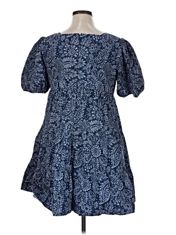 Madewell Poplin Puff-Sleeve Tiered Babydoll Dress in Paisley Garden (view 2)