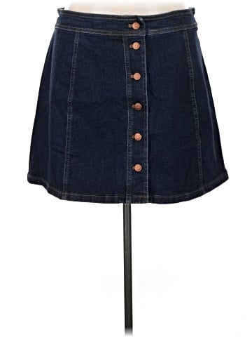 Madewell Stretch Denim A-Line Mini Skirt: Button-Front Edition (view 1)