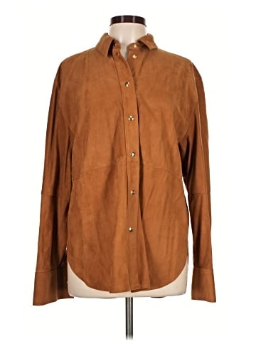Madewell Straight-Hem Button-Up Shirt in Suede (view 1)