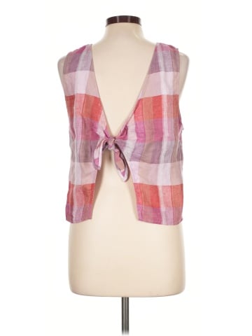 Madewell Plaid Tie-Back Tank in 100% Linen (view 2)