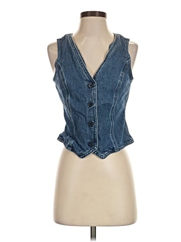 Madewell Denim Fitted Vest in Medium Indigo Wash (view 1)