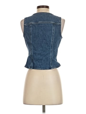 Madewell Denim Fitted Vest in Medium Indigo Wash (view 2)