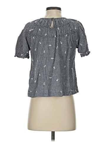 Madewell Embroidered Gingham Shirred Puff-Sleeve Top (view 2)