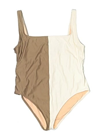 Madewell Madewell Second Wave Square-Neck Tank One-Piece Swimsuit in Colorblock (view 1)