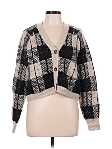 Madewell Button-Front Crop Cardigan in Plaid (view 1)