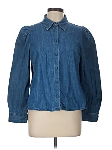 Madewell Denim Puff-Sleeve Shirt in Petersburg Wash (view 1)