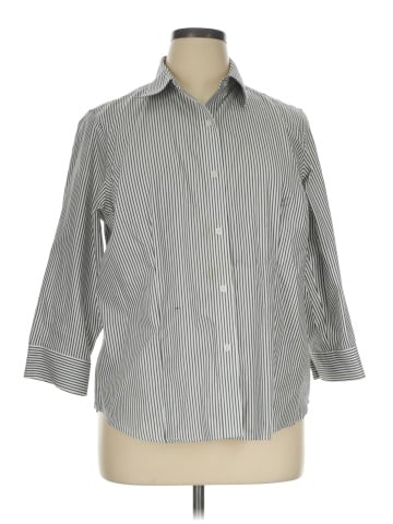 Jones New York Signature 3/4 Sleeve Button-Down Shirt (view 1)