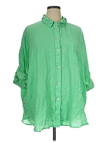 American Eagle Outfitters 3/4 Sleeve Button-Down Shirt (view 1)