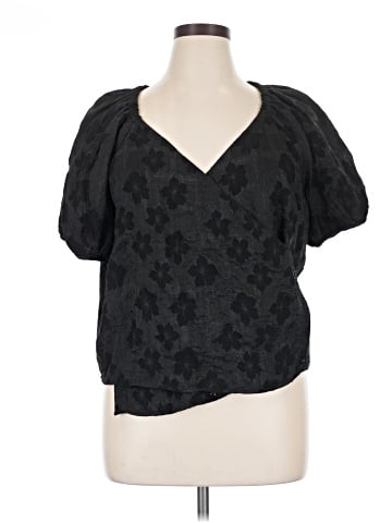 Madewell Puff-Sleeve Wrap Top in Floral Jacquard (view 1)