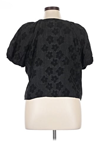 Madewell Puff-Sleeve Wrap Top in Floral Jacquard (view 2)