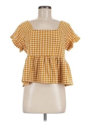 Madewell Gingham Knit Ruffle-Hem Top (view 1)