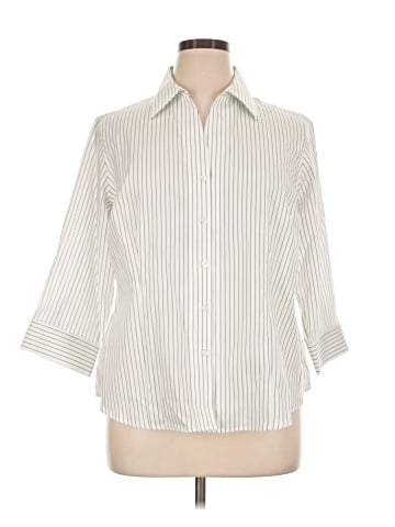 Jones New York Signature 3/4 Sleeve Button-Down Shirt (view 1)
