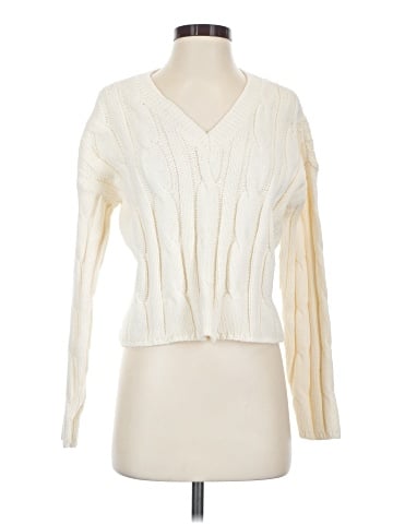 Madewell Cable-Knit V-Neck Crop Sweater (view 1)