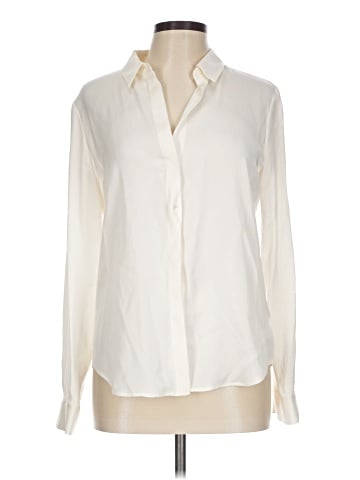 Theory Long Sleeve Silk Top (view 1)