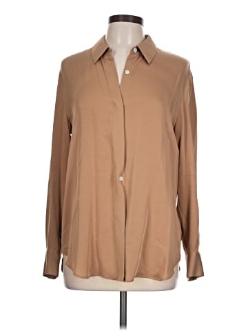 Theory Long Sleeve Silk Top (view 1)