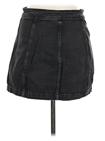 Madewell Stretch Denim A-Line Mini Skirt in Black Frost: Patch Pocket Edition (view 2)