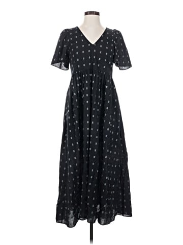 Madewell Dobby Puff-Sleeve V-Neck Midi Dress (view 1)