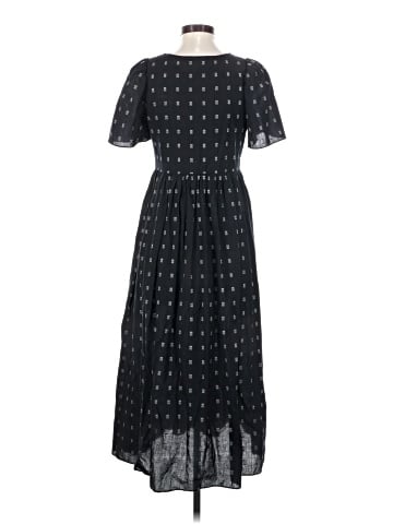 Madewell Dobby Puff-Sleeve V-Neck Midi Dress (view 2)