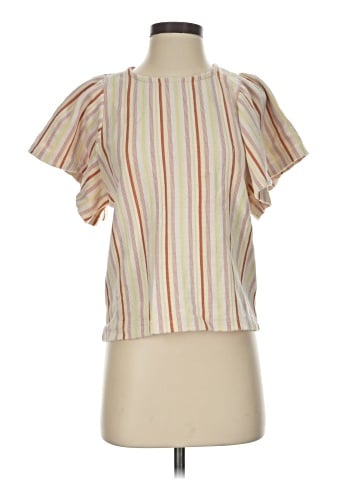 Madewell Textured Flutter-Sleeve Crop Top in Stripe (view 1)