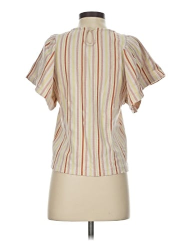 Madewell Textured Flutter-Sleeve Crop Top in Stripe (view 2)