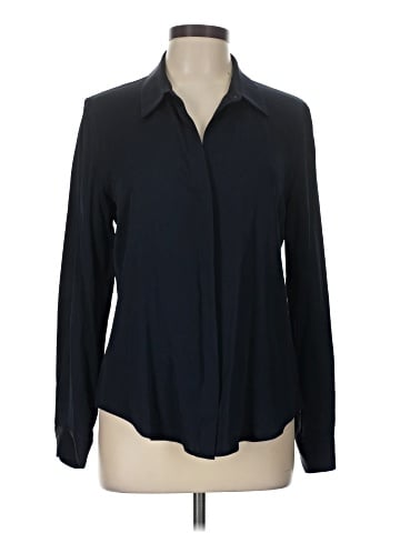 Theory Long Sleeve Silk Top (view 1)