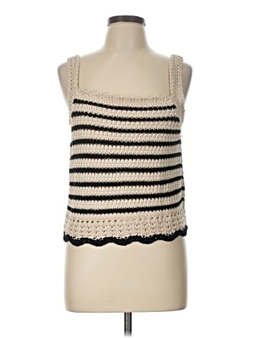 Madewell Square-Neck Crochet-Stitch Tank in Stripe (view 1)