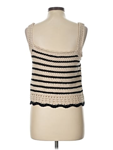 Madewell Square-Neck Crochet-Stitch Tank in Stripe (view 2)
