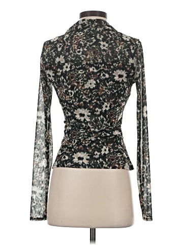 Madewell Long-Sleeve Polo Top in Floral Mesh (view 2)