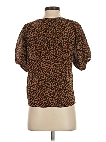 Madewell Balloon-Sleeve Button-Up Top in Painted Leopard (view 2)