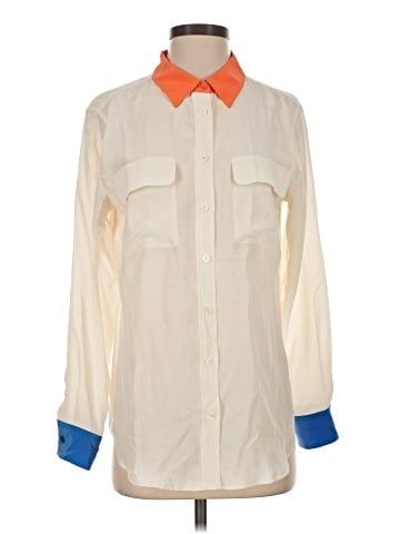 Equipment Long Sleeve Silk Top (view 1)