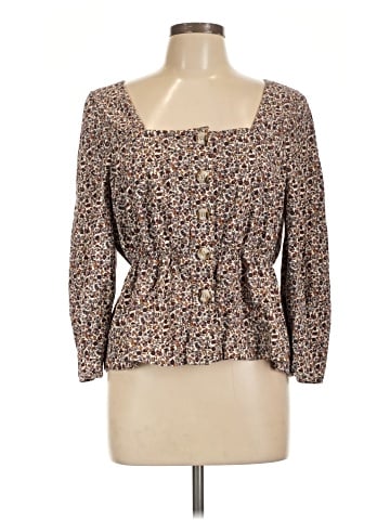 Madewell Corduroy Button-Front Peplum Top in Harvest Vine (view 1)