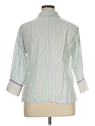 Natori 3/4 Sleeve Button-Down Shirt (view 2)