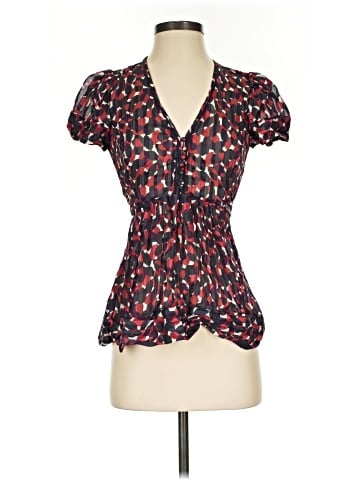 BCBGMAXAZRIA Short Sleeve Silk Top (view 1)