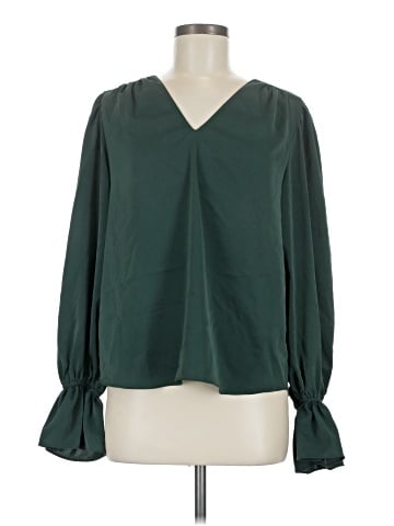 Aqua Long Sleeve Blouse (view 1)