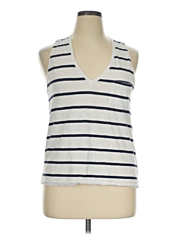 Madewell Whisper Cotton V-Neck Pocket Tank in Creston Stripe (view 1)