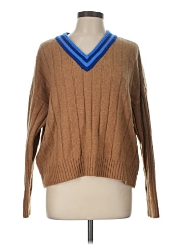 Madewell Tipped V-Neck Oversized Sweater (view 1)