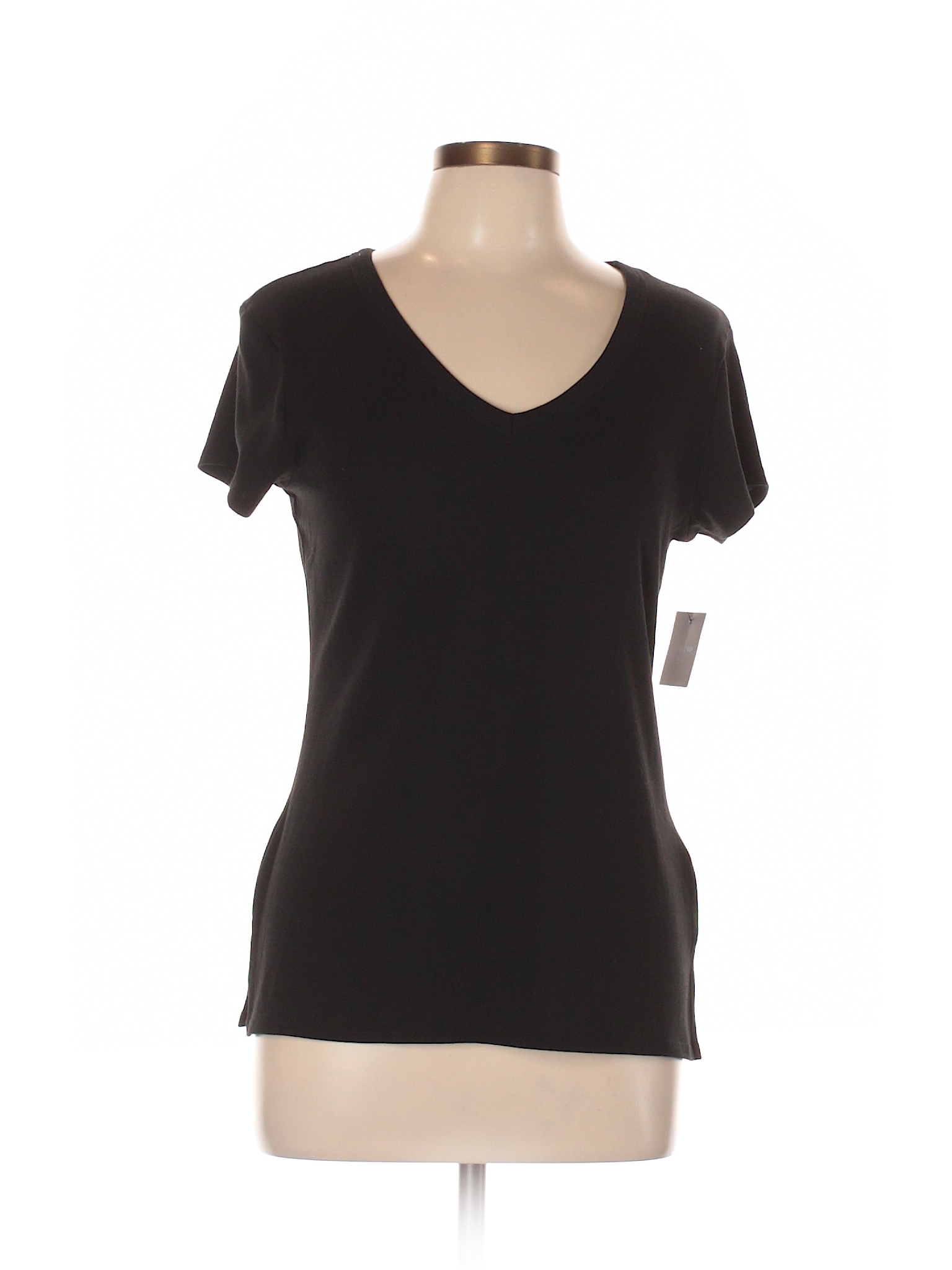 Cynthia Rowley Tjx Solid Black Short Sleeve T Shirt Size L 54 Off