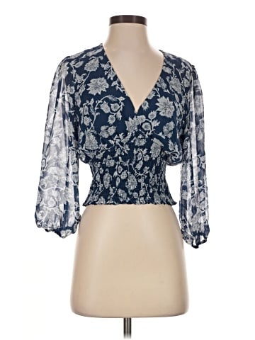 Aqua 3/4 Sleeve Blouse (view 1)