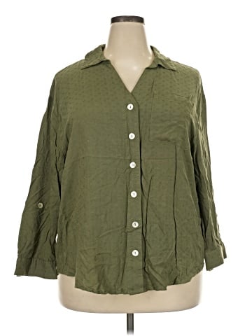 Club Z Collection 3/4 Sleeve Button-Down Shirt (view 1)