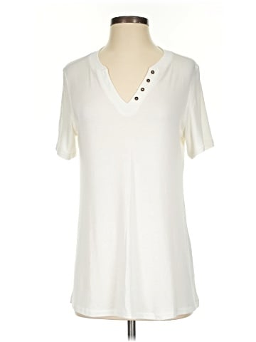 LOGO by Lori Goldstein Short Sleeve Henley (view 1)