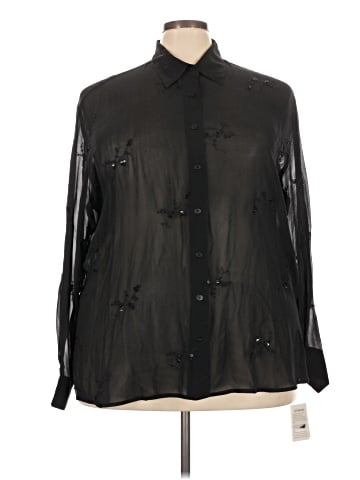 SILK CLUB COLLECTION Long Sleeve Silk Top (view 1)